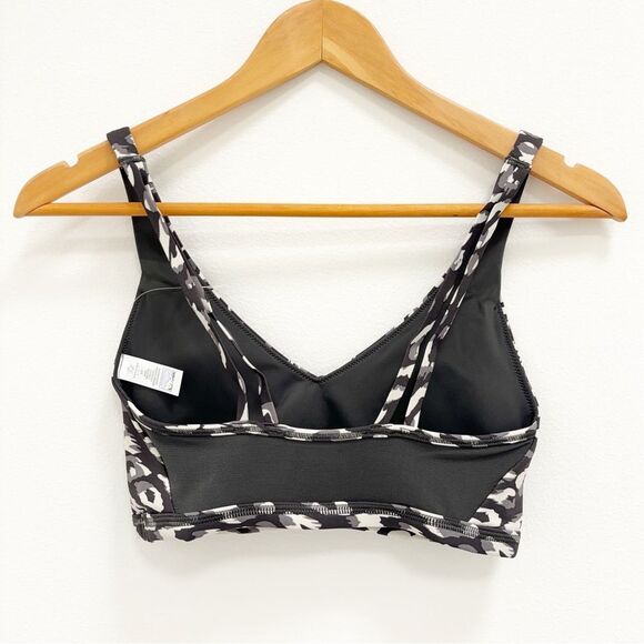 Aerie Goals Plunge Sports Bra Gray Leopard Print | Size S | NEW - Picture 4 of 9